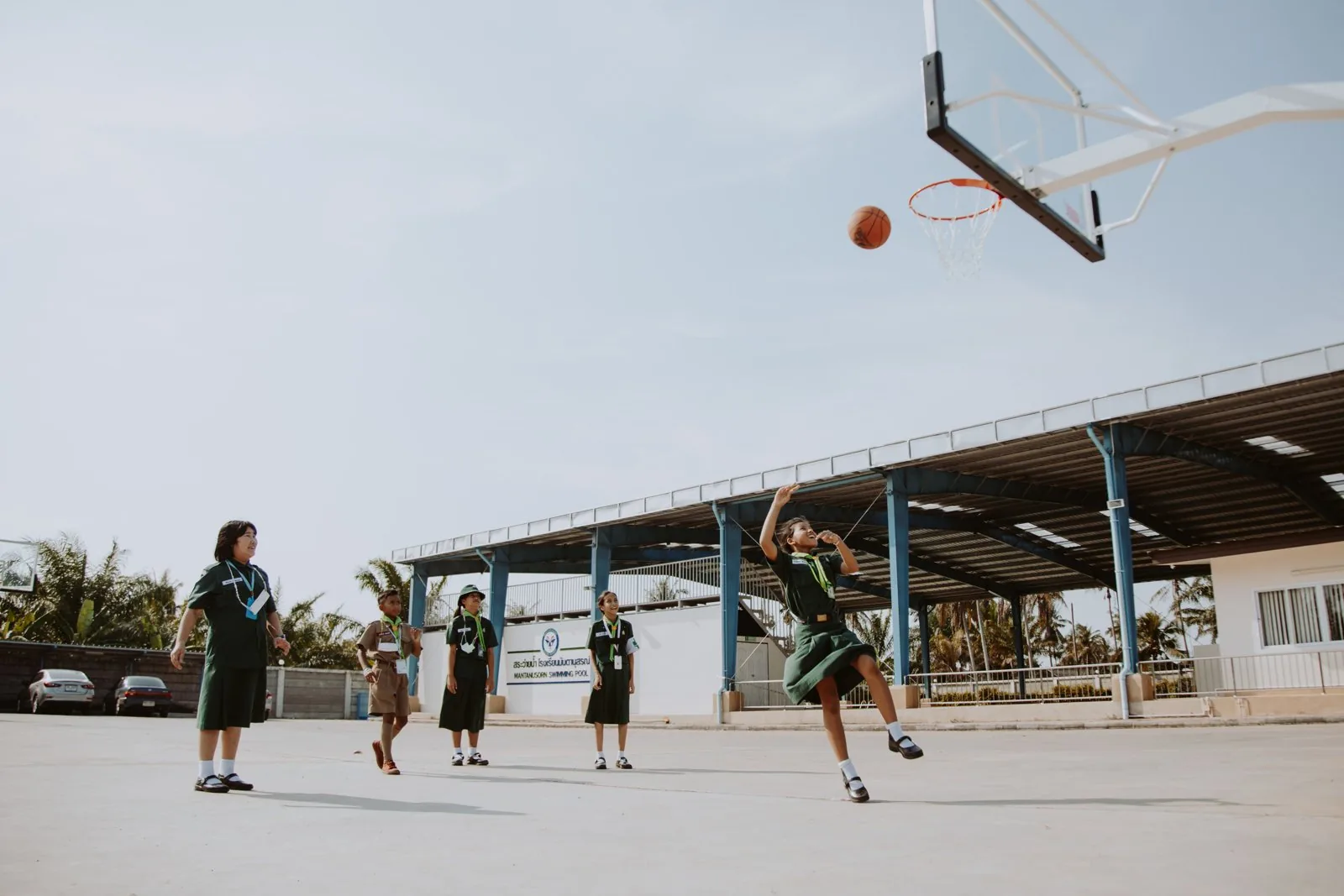 Children playing basketball